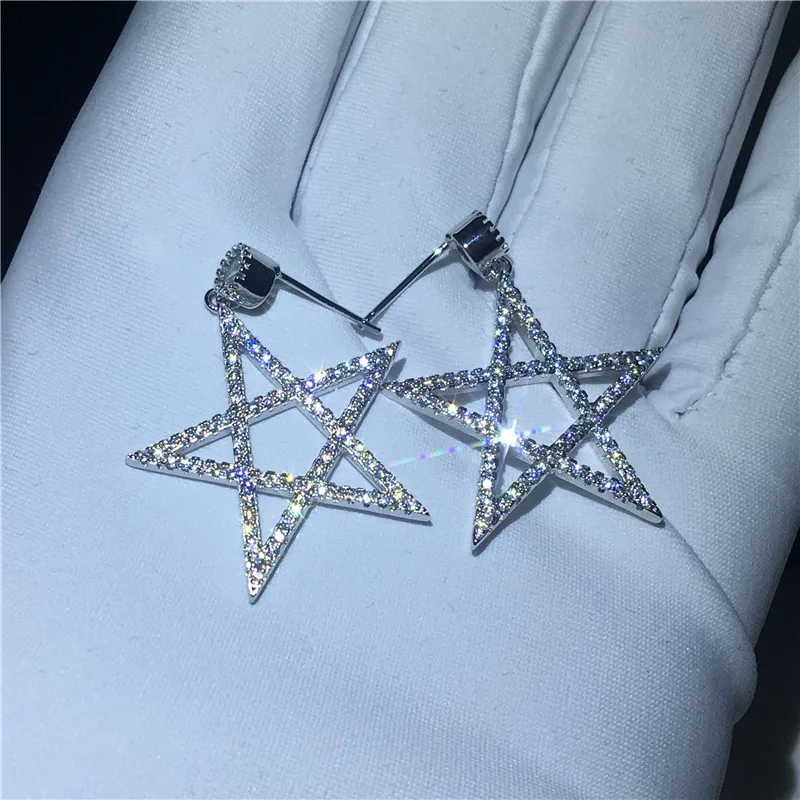 Серьги-подвески в форме звезды из стерлингового серебра 925 пробы с цирконием AAAAA