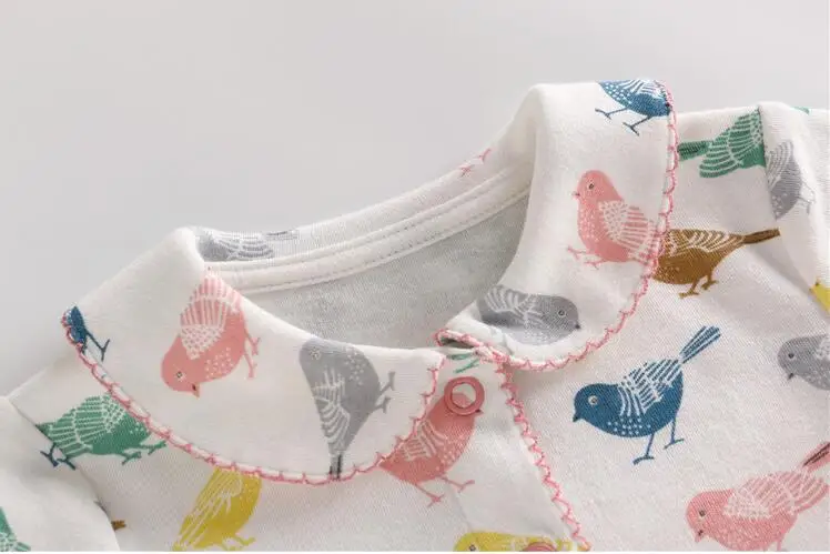 Новинка 2017 боди для малышей 100% хлопок комбинезон с принтом птиц осенне-Весенняя