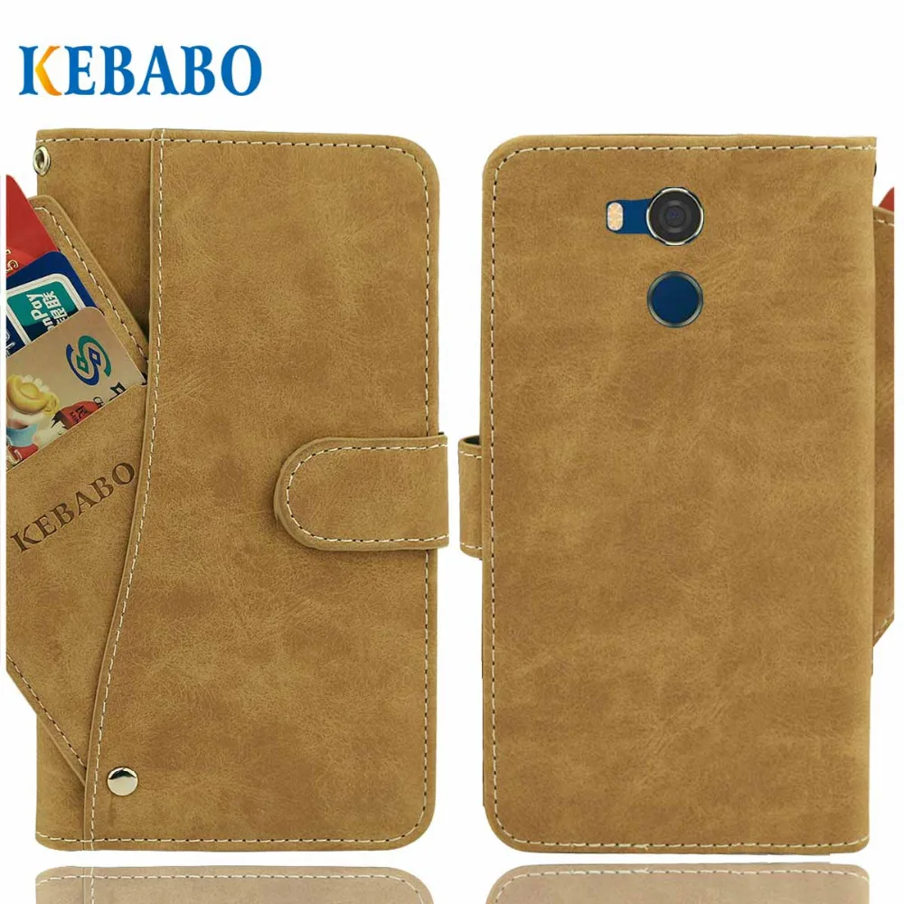 

Vintage Leather Wallet Bluboo D5 Pro Case 5.5" Flip Luxury 3 Front Card Slots Cover Magnet Stand Phone Protective Bags