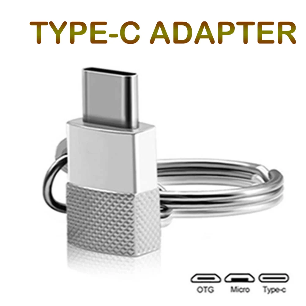 Адаптер Micro USB для передачи данных OTG Type c с металлической цепью ноутбука ПК iPhone