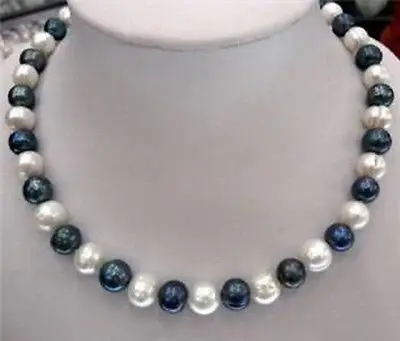 

8-9mm Natural Black White Akoya Cultured Pearl Fashion Jewelry Necklace