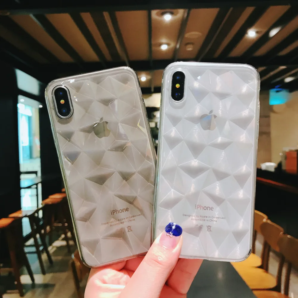 Чехол с алмазной текстурой для iPhone 6 6s 7 8 Plus X мягкий чехол телефона Роскошный