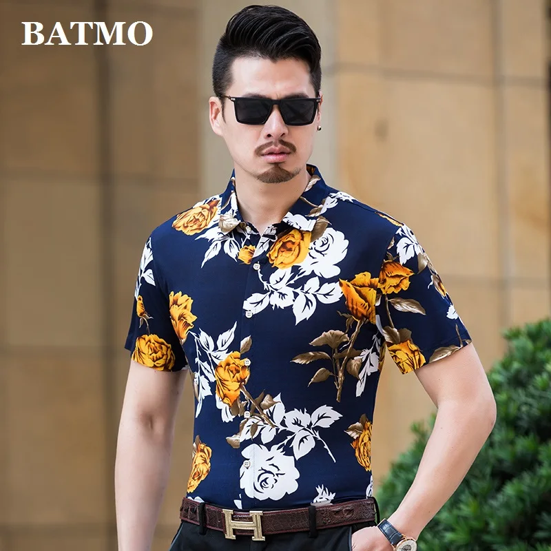 Batmo 2019 Новое поступление лето с принтом Повседневная Мужская рубашка модные