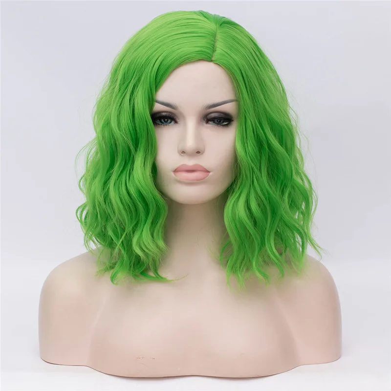 MSI Wigs женские розовые парики Короткие вьющиеся термостойкие 14 дюймов Синтетические волосы зеленый парик для черно-белых женщин косплей боб парики
