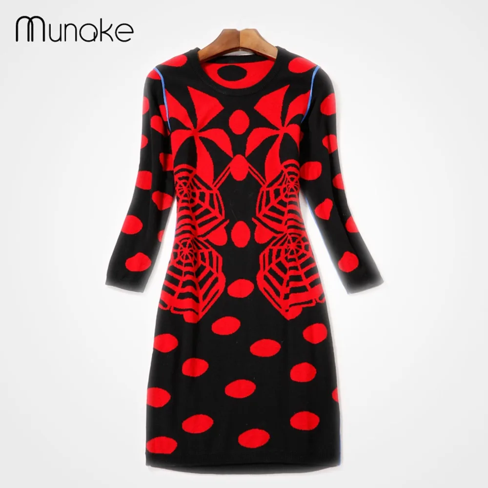 Мода женщин Вскользь Платье Шерсть Вязаный Осень Тонкий Свитер Три Четверти