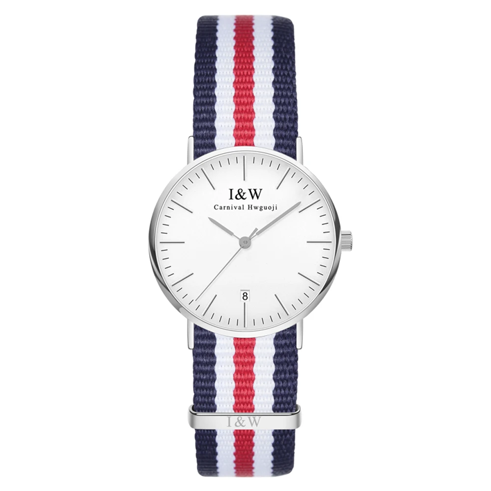 IW 8758L-3 женские Кварцевые Часы ткань Классический Кентербери Нержавеющей Стали С