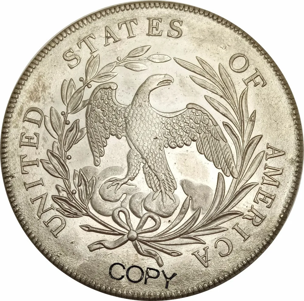 United States Early Silver Dollars 1795 1 Dollar Draped Bust Dollar small eagle Brass Plated Silver Copy coin