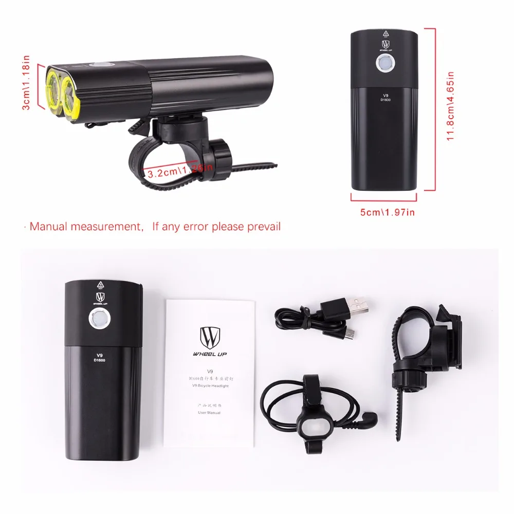 Jual WHEEL UP Sepeda Lampu Profesional 1600 Lumens Lampu Sepeda Power Bank Tahan Air USB Rechargeable Sepeda Senter Bersepeda Lampu