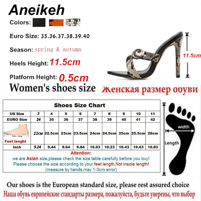 Aneikeh/Новая модная женская обувь; Новинка года; женские босоножки; тапочки с острым носком; туфли-лодочки на высоком каблуке с леопардовым принтом; Размеры 35-40