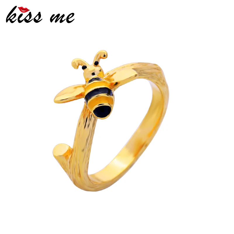 Женское кольцо с медной эмалью KISS ME обручальное золотого цвета в Корейском стиле