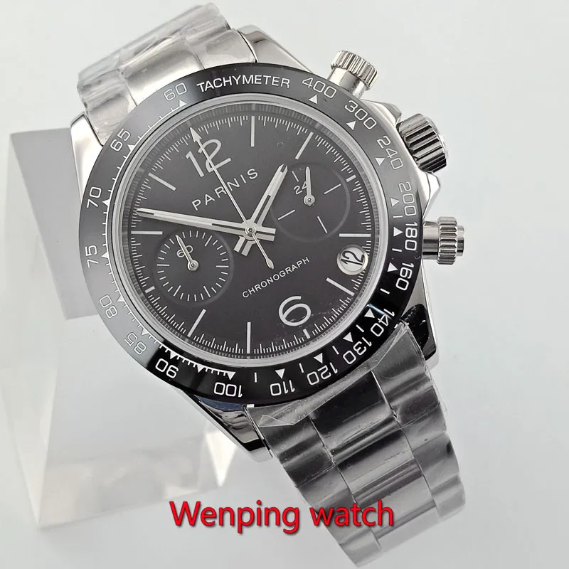 Часы мужские с керамическим циферблатом и хронографом 39 мм|Кварцевые часы| |