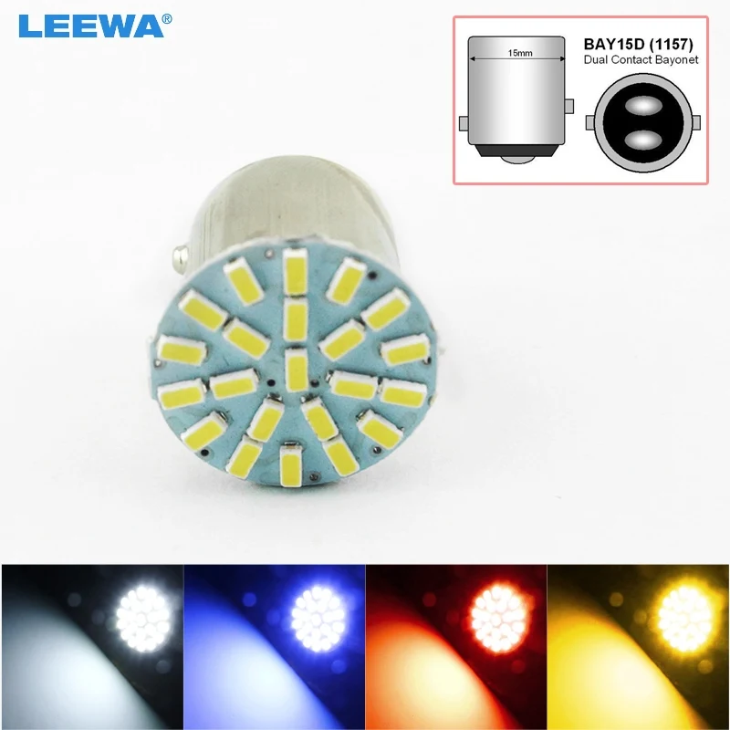 

LEEWA 1 шт. белый/синий/красный/желтый автомобиль 1157 BAY15D 3014 чип 22SMD авто светильник лампа освещение s # CA3682