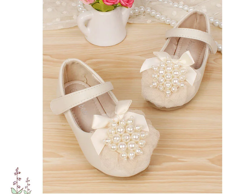 ELEVEN STORY Girls pearls shoes kids leather party wedding wear Autumn spring/fall/summer retail 1AS503-28R |
