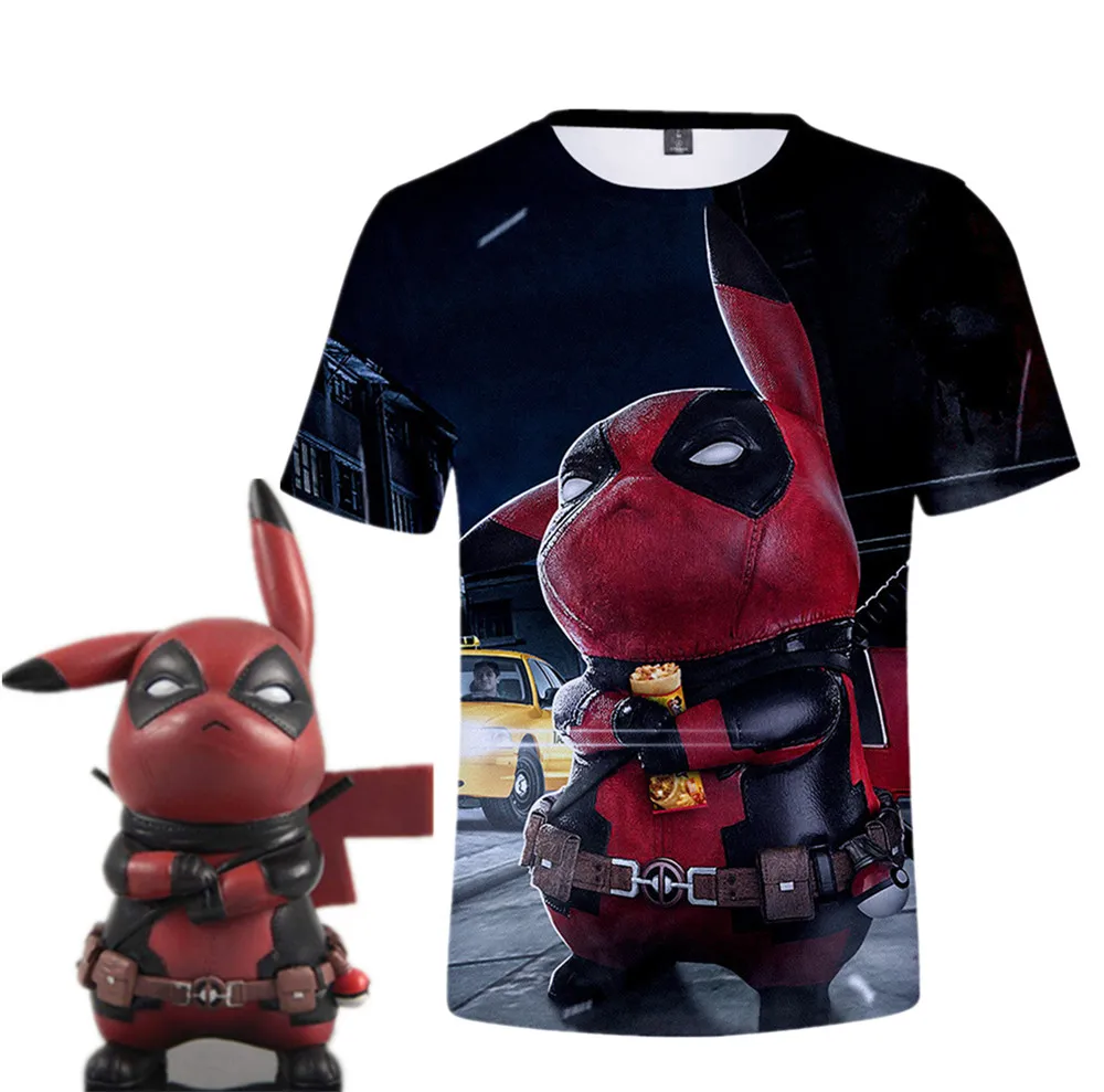 Маскарадный костюм детектива Пикачу из мультфильма летняя футболка с 3D принтом