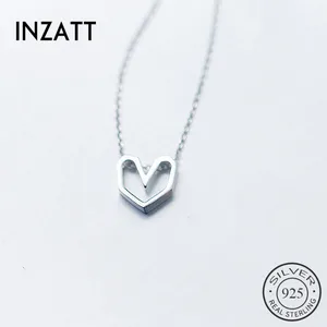 Чокер INZATT из стерлингового серебра 925 пробы женский, романтическое ожерелье с кулоном в форме сердца с отверстиями, модные ювелирные украшения цвета розового золота, аксессуары