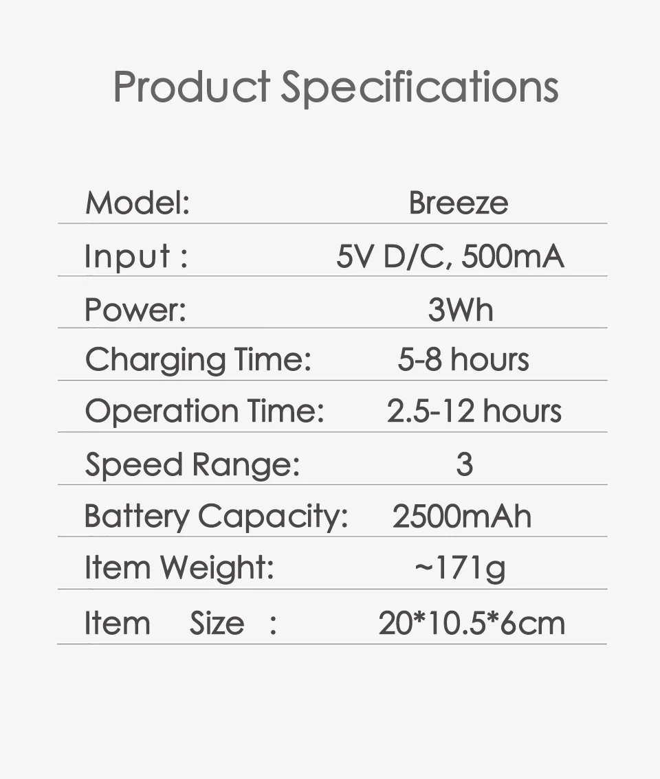 BTwear мини-вентилятор портативный ручной USB вентиляторы супер-бесшумный удобный воздушный охладитель вентилятор USB Встроенный аккумулятор 2500 мАч гаджет