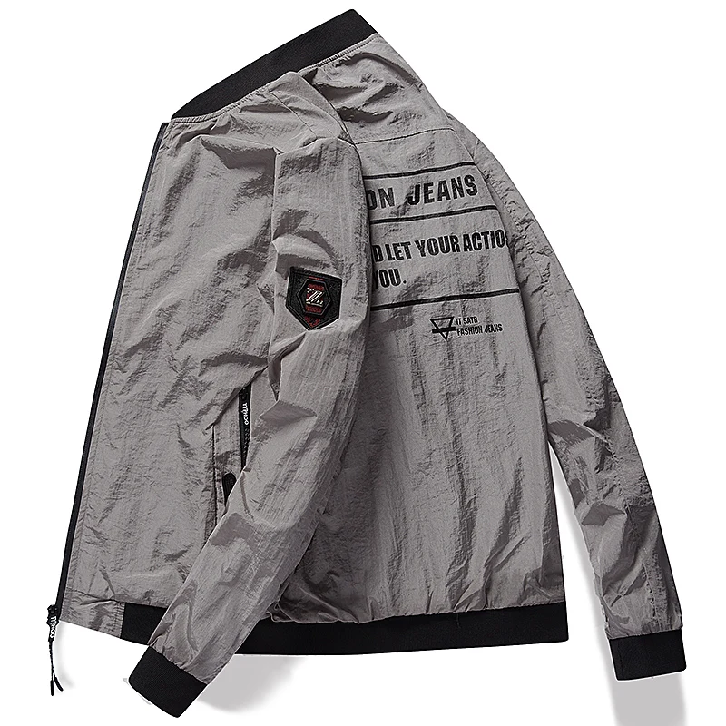 2018 Осенняя модная куртка-бомбер для мужчин с длинным рукавом базовое пальто