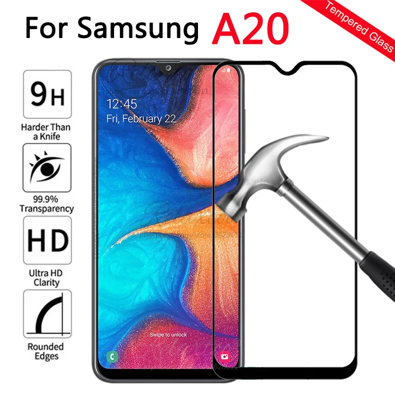 Защитное стекло для samsung Galaxy A20 A20E, защита экрана, закаленное защитное стекло для samsung A 20 A205F, полное покрытие, пленка 9H