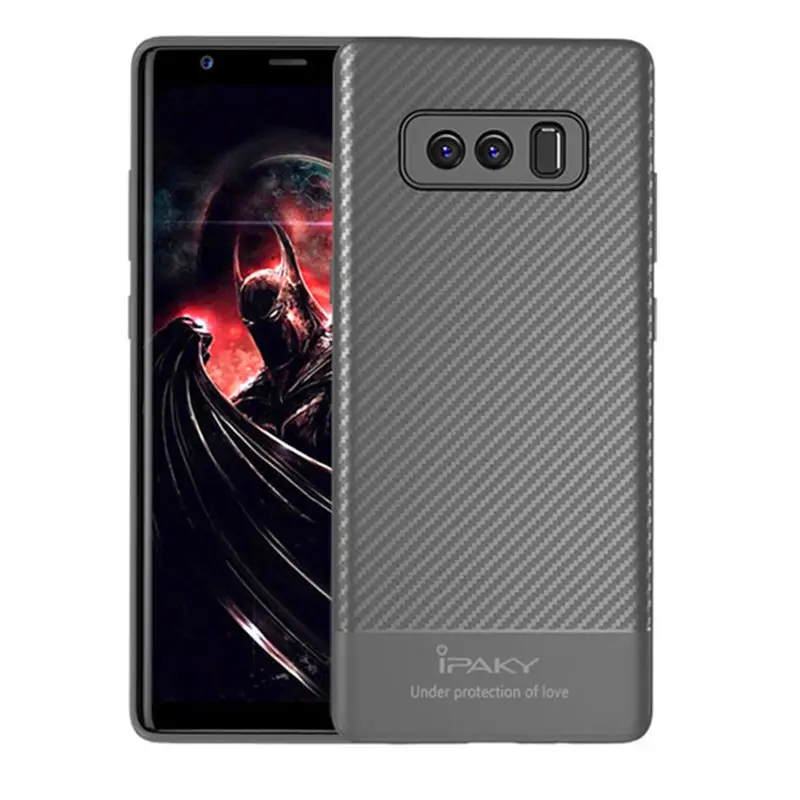 Чехол для Samsung Note 8 IPAKY S9 S8 S10 Plus из углеродного волокна Гибридный Силиконовый