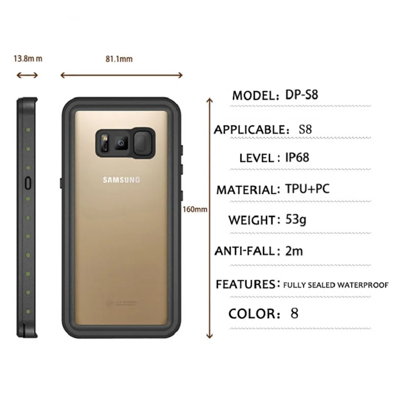 Новинка водонепроницаемый чехол для Samsung S8 S9 6 м Уровень погружения ударопрочный