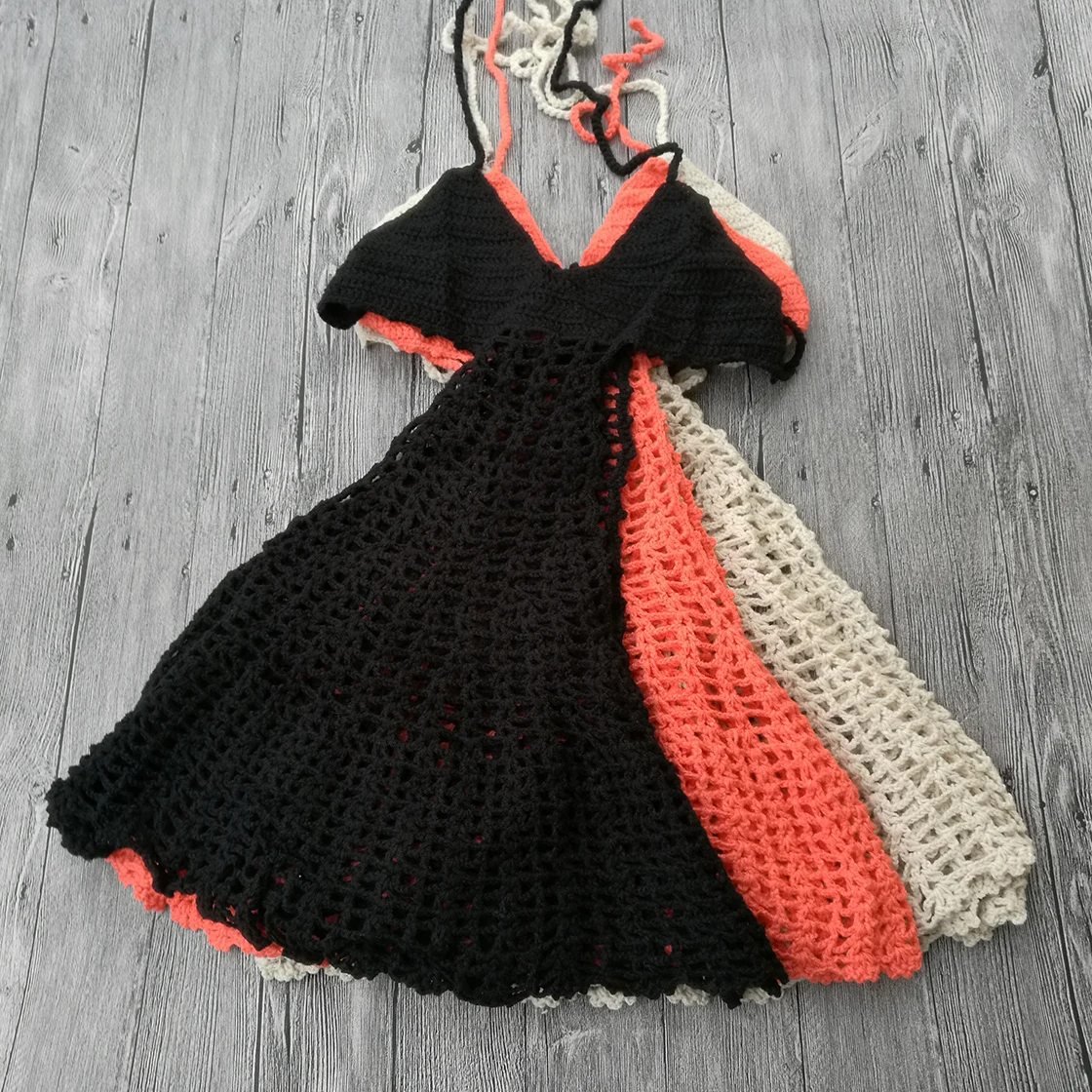 2019 женское бикини вязанное крючком сексуальное красное черное ажурное с