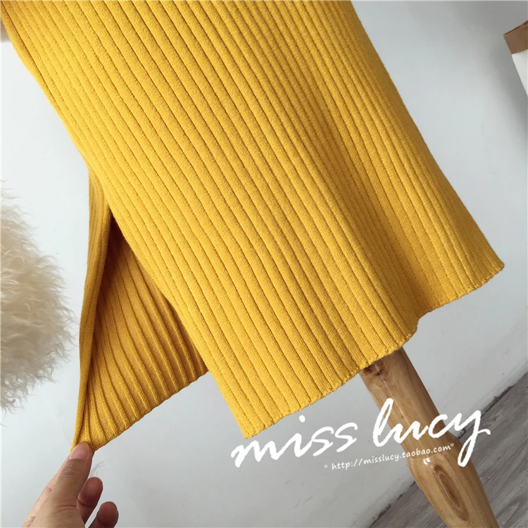 Женское трикотажное облегающее платье с поясом Осень зима 2021 теплое высоким