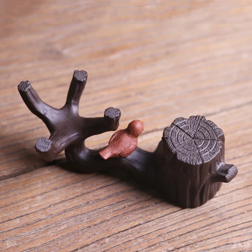 B Креативный бутик фиолетовая глина yixing Tree Stump tea Pet ручной работы мини Magpie фигурка птицы Обои для рабочего стола винтажный домашний декор - Цвет: B