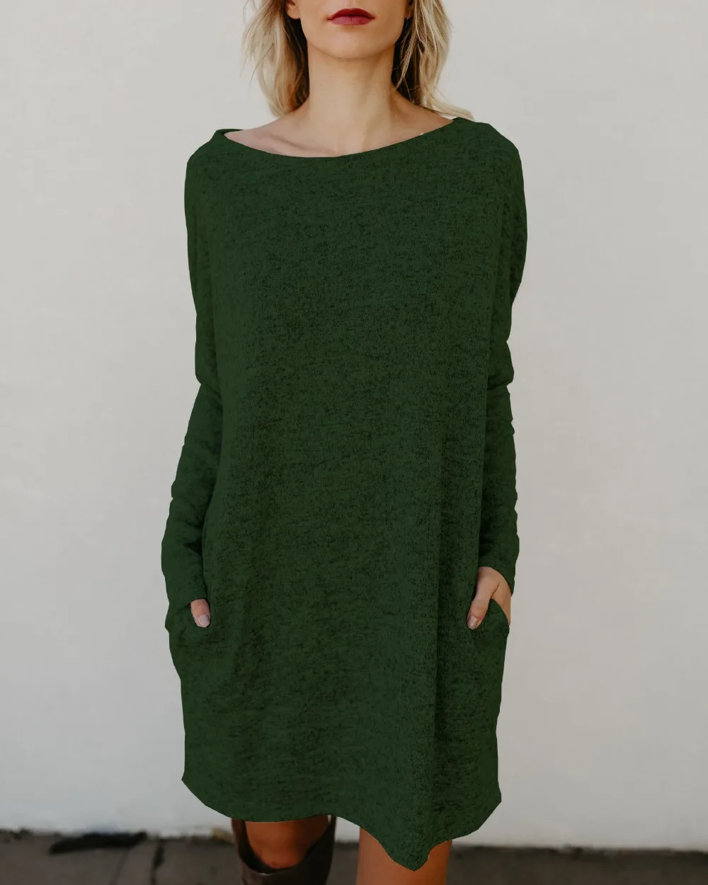 Autumn winter women's sweater round neck casual knit thick bottoming shirt with pocket large size tops loose cashmere | Женская