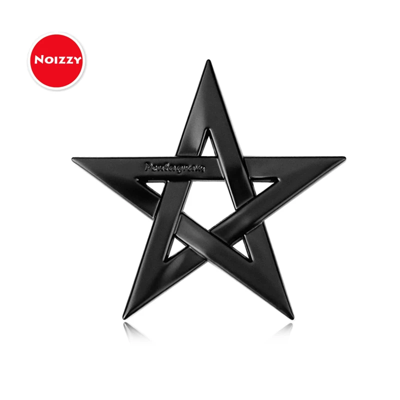 Noizzy новинка 2018 года металлическая 3d эмблема для автомобиля Pentacle Star 100% черная