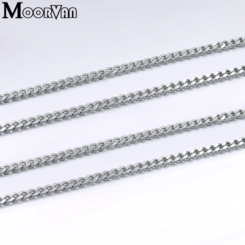 Moorvan stainless steel necklace men,chain 3mm wide(40-90cm),customized jewelry curb cuban hiphop,necklaces accessories VN001