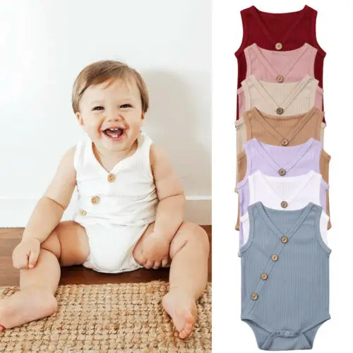 Детский комбинезон без рукавов на пуговицах возраст 0-24 месяца | Мать и ребенок