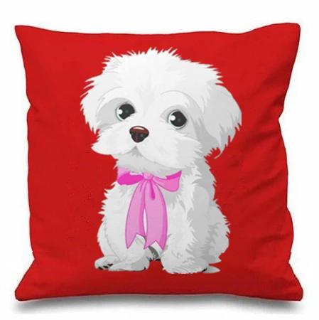 Прекрасный фермы собака Чехлы Симпатичные Мальты с розовым бантом Подушка Чехол