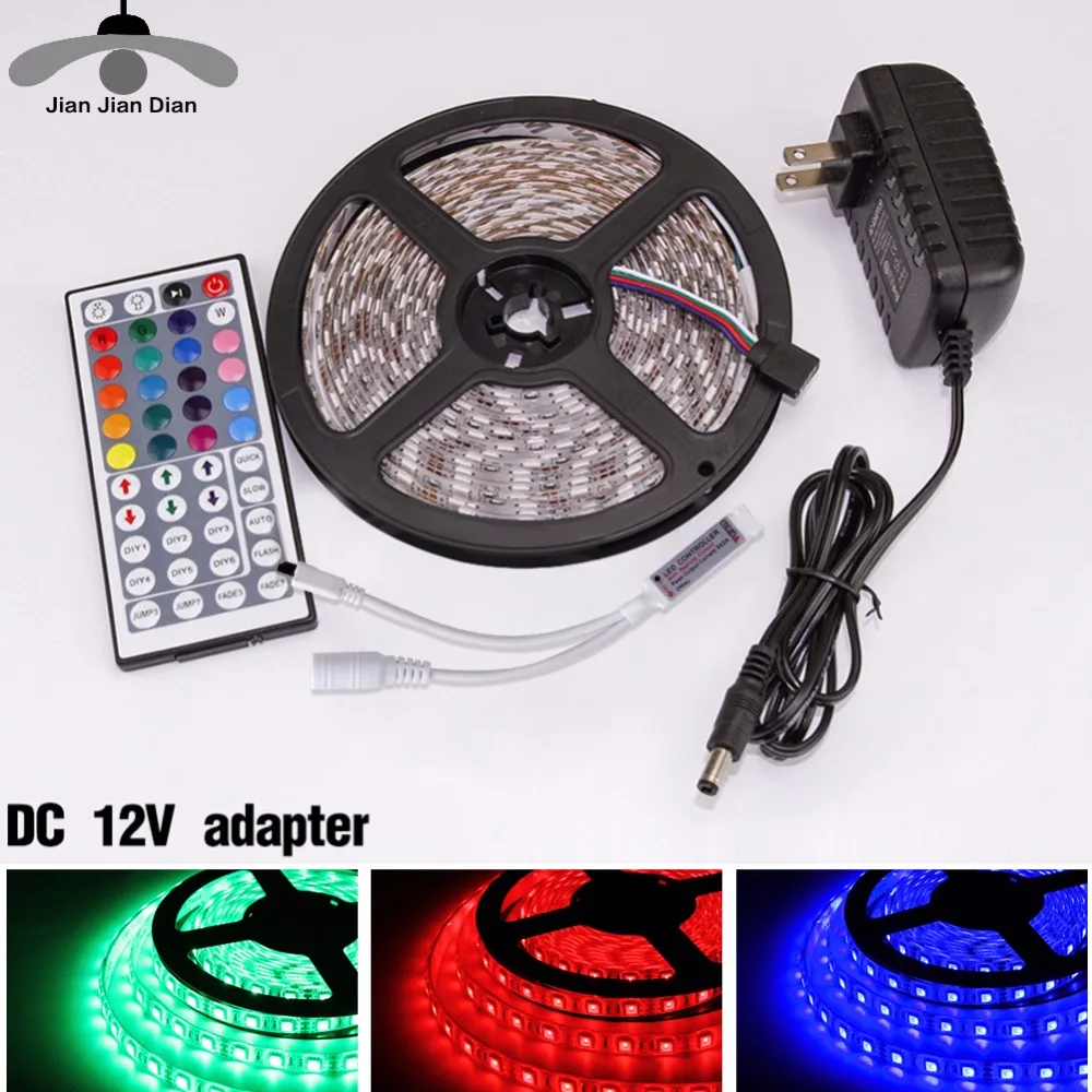 Светодиодная ленсветильник 12 В постоянного тока RGB SMD 2835 5050 44 кнопки пульт