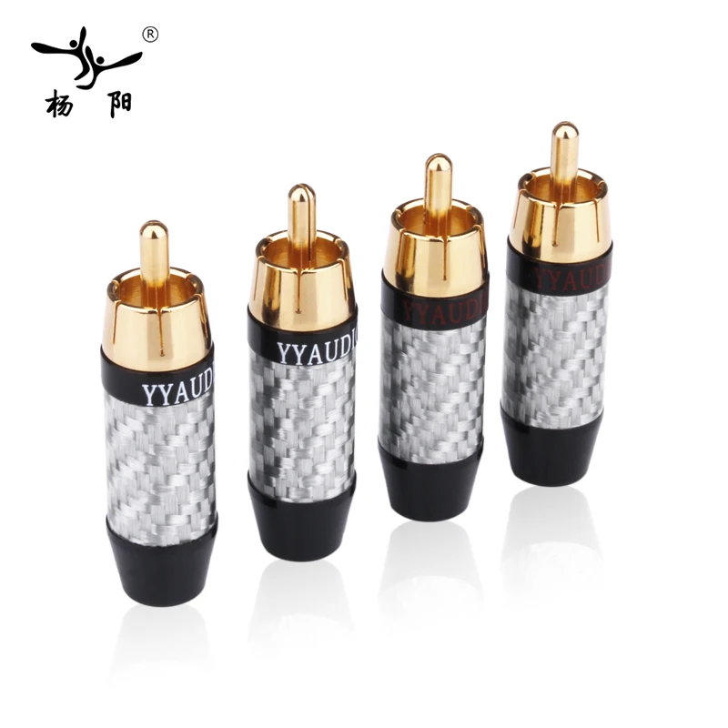Hi-Fi разъемы RCA 4 шт. высококачественные Позолоченные из углеродного волокна 24k