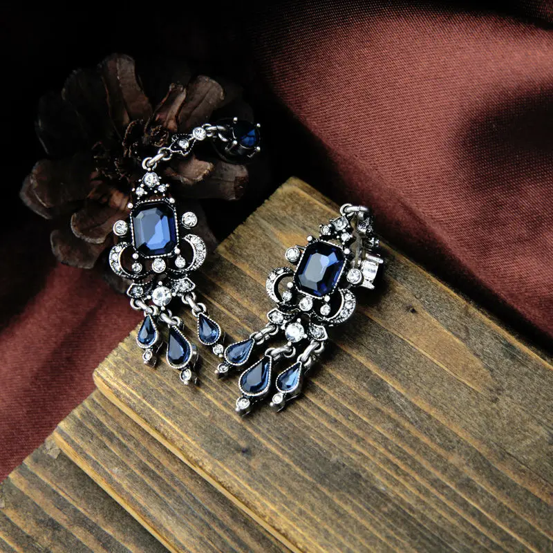 Chic Designer Pretty Fine Gems Earring Silver Color Dazzle Long Blue Fashionable Earrings Zinc Alloy | Украшения и аксессуары