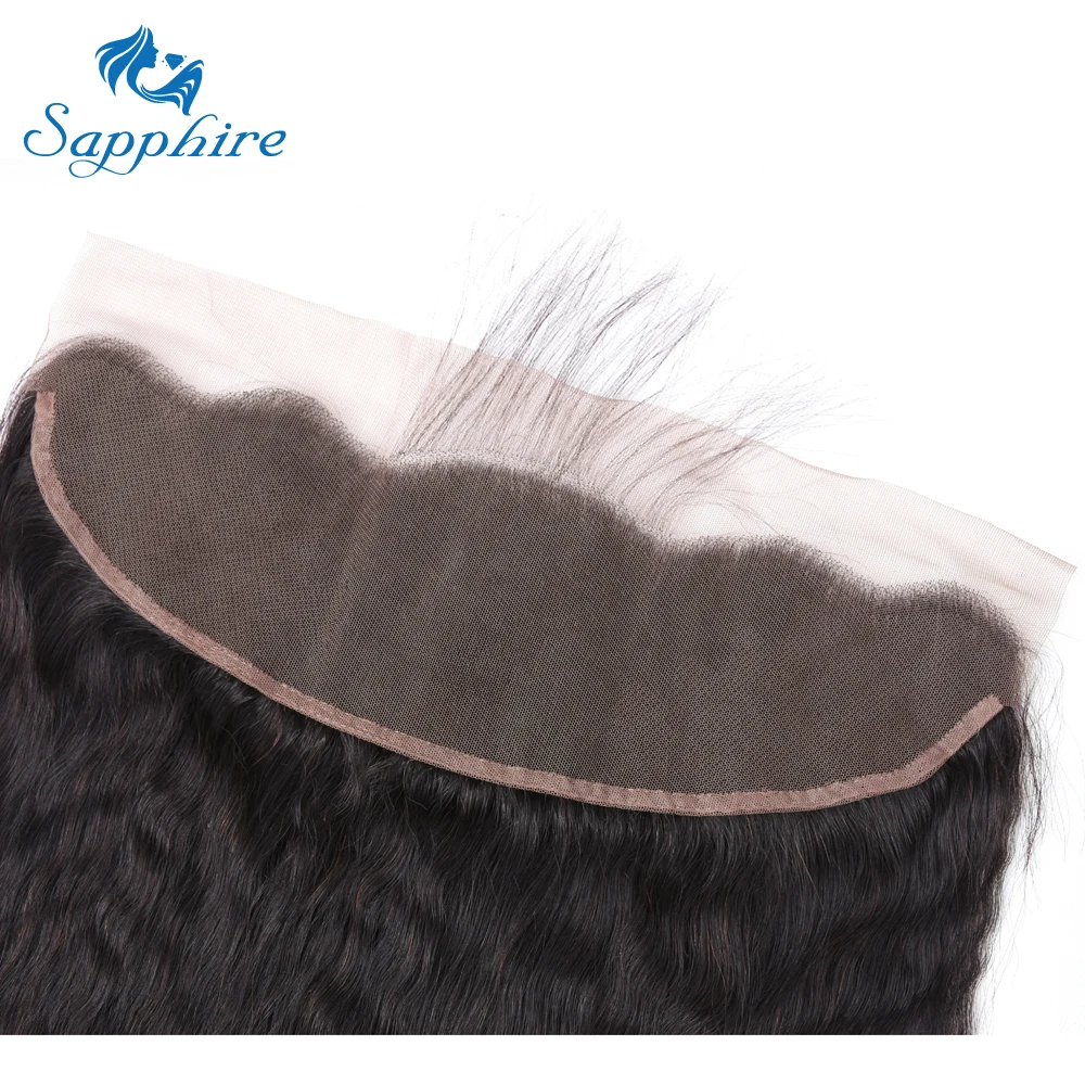 Sapphire Kinky Straight Lace Frontal Closure 100% Human Hair 13*4 Remy 8-20 Inch Natural Color Free Shipping | Шиньоны и парики