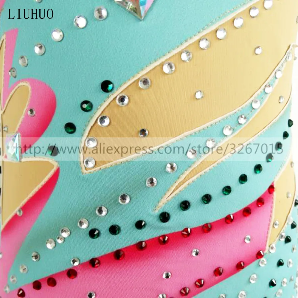 Женский костюм для художественной гимнастики разноцветное эластичное платье