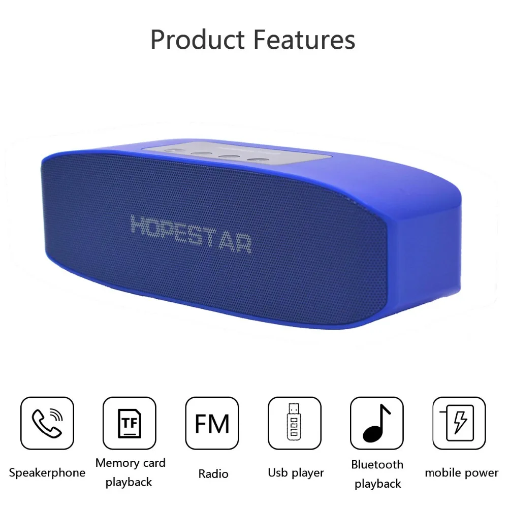 HOPESTAR 16 Вт большой мощности открытый беспроводной стерео Bluetooth динамик 2400 мАч Внешний аккумулятор басовый сабвуфер с микрофоном TF FM для телефонов ПК