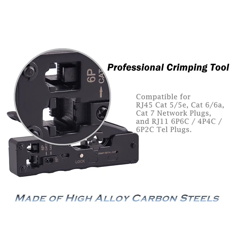 1 set high quality network telecom crimping tool for rj45 rj11 cat7 cat6a cat5 modular plugs metal plier crimper combo kit free global shipping