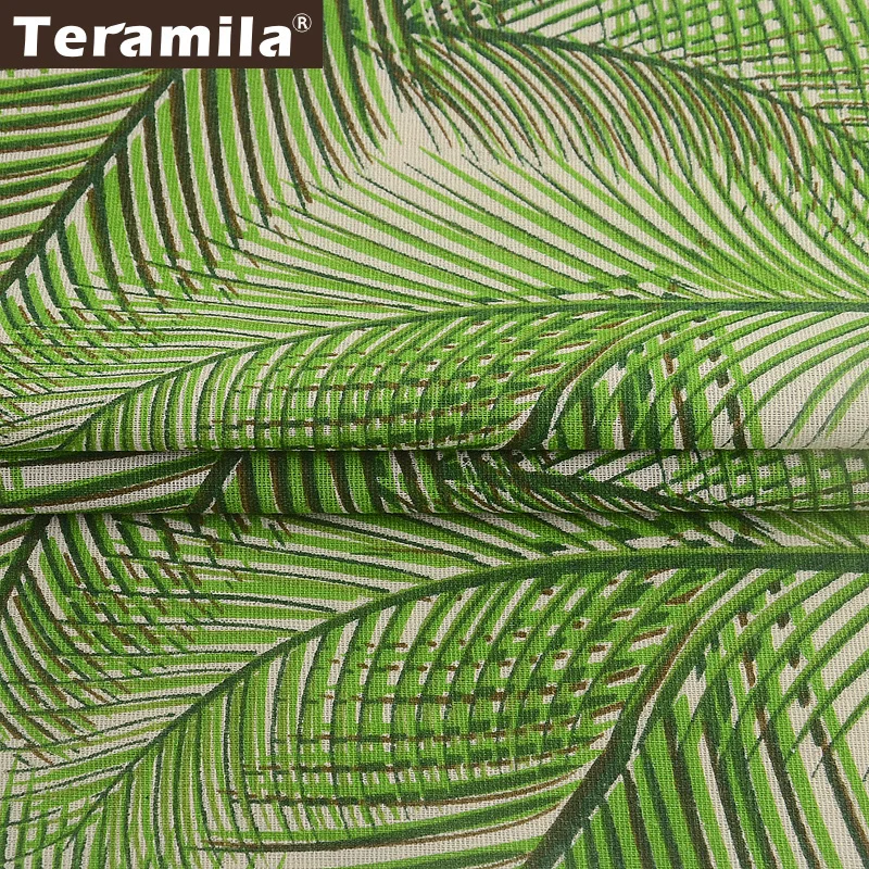 Teramila Зеленый завод хлопок льняная ткань швейная ткань Tissu ручной работы скатерть подушка сумка занавеска Подушка Анкара холст ткань