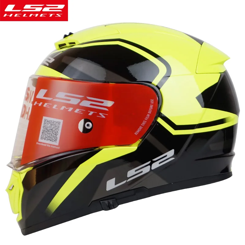 LS2 FF390 moto rcycle шлем двойной козырек полное лицо гоночный мото шлемы capacetes de moto ciclista LS2 шлемы выключатель хромированный - Цвет: Black Yellow