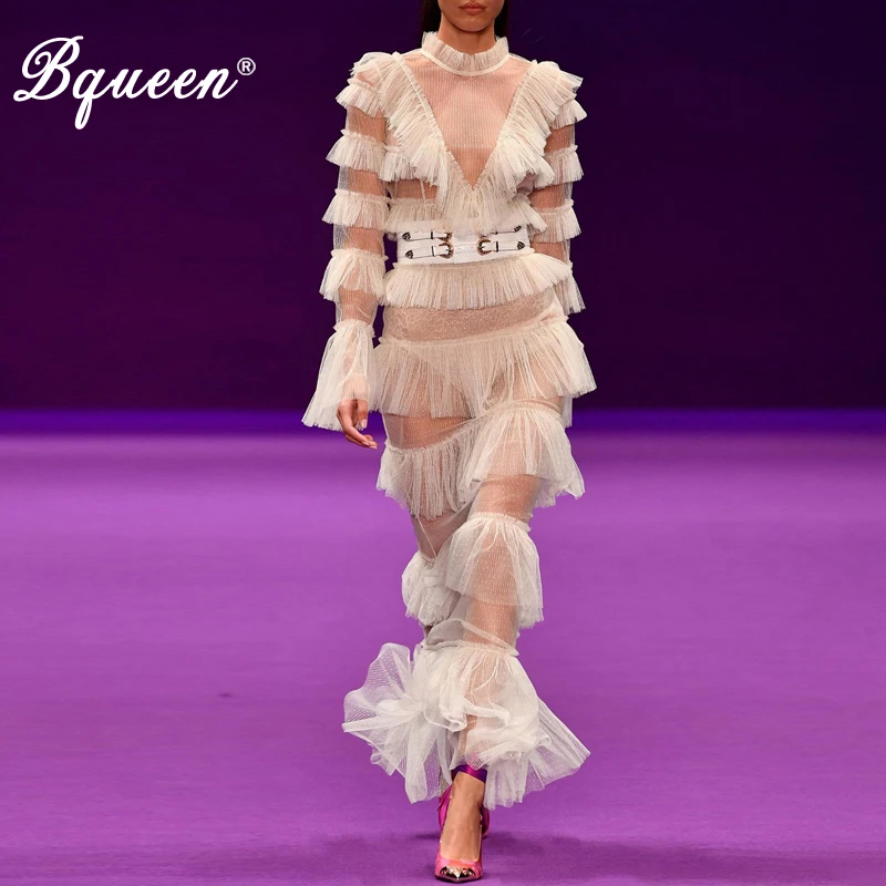 Сексуальное однотонное Облегающее кружевное платье в стиле ампир Bqueen 2019 осеннее