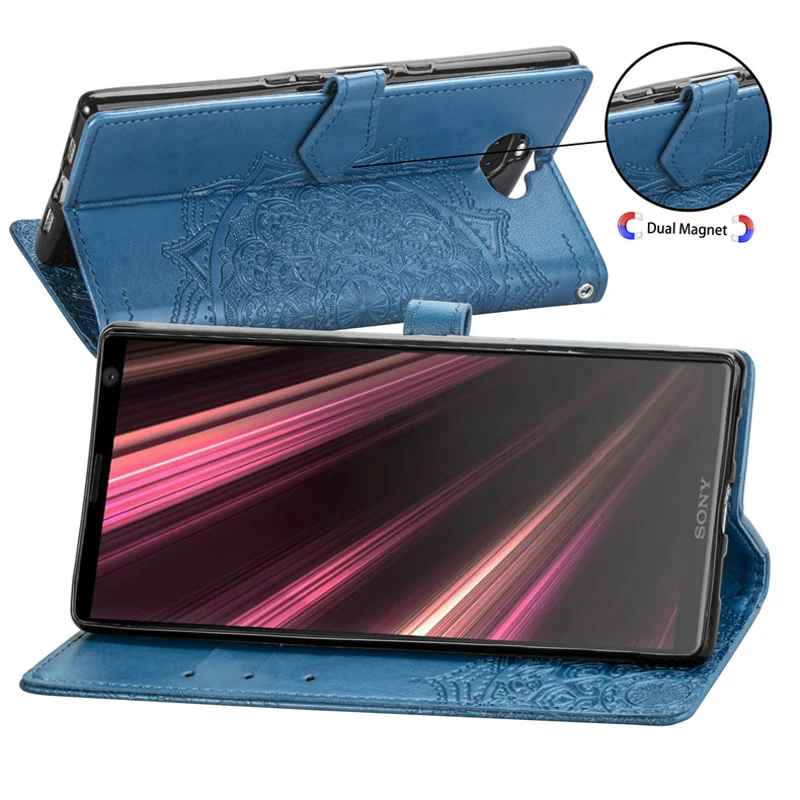 Чехол кошелек для Sony XA3 роскошный кожаный магнитный держатель карт откидная