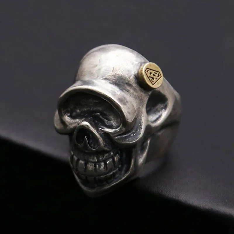 

New fashion domineering Punk Rock Skull Ring 100%925 Sterling Silver senior men's ring