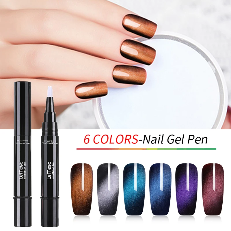 LEMOOC 5ml Wide 3D Magnetic Cat Eye Nail Gel Polish Pen Vernis Semi Permanant UV Soak Off Art | Красота и здоровье