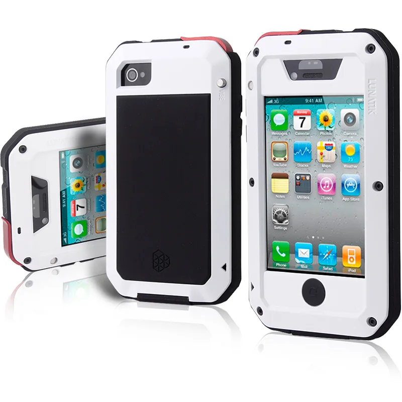 Luxury Doom armor Dirt Shock Waterproof Metal Aluminum Gorilla Cover Case For Apple iPhone Models 4 4s + Tempered glass |