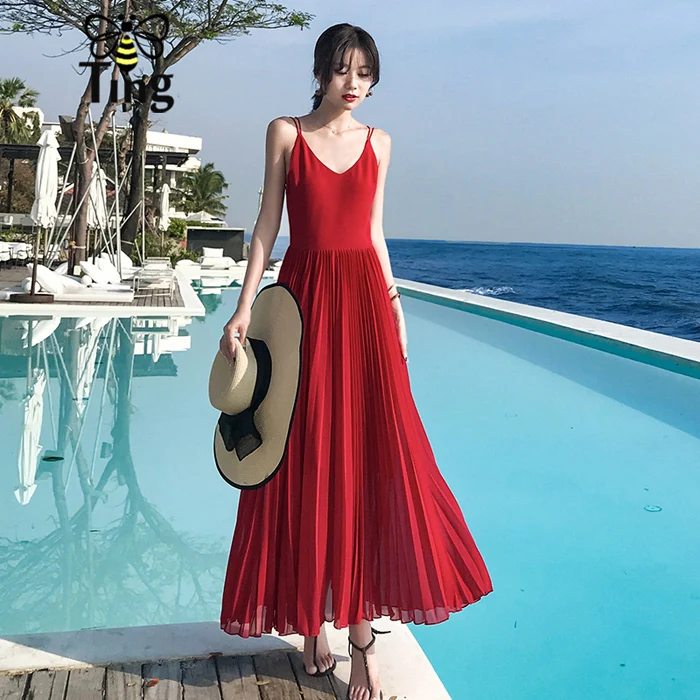 Женское свободное платье с цветочным принтом Tingfly длинное Плиссированное Платье