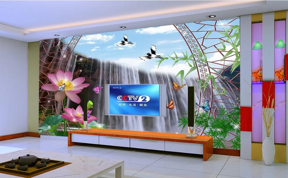 Роскошный фон обои на заказ 3d Настенные Лотос Фолс ТВ фото стена Роскошные