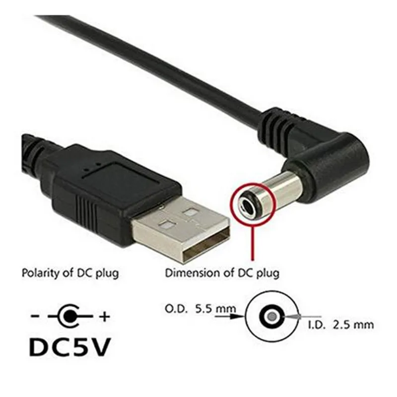 Штепсельная Вилка USB 2 0 A с прямым углом 90 градусов 5 5x2 мм в постоянного тока