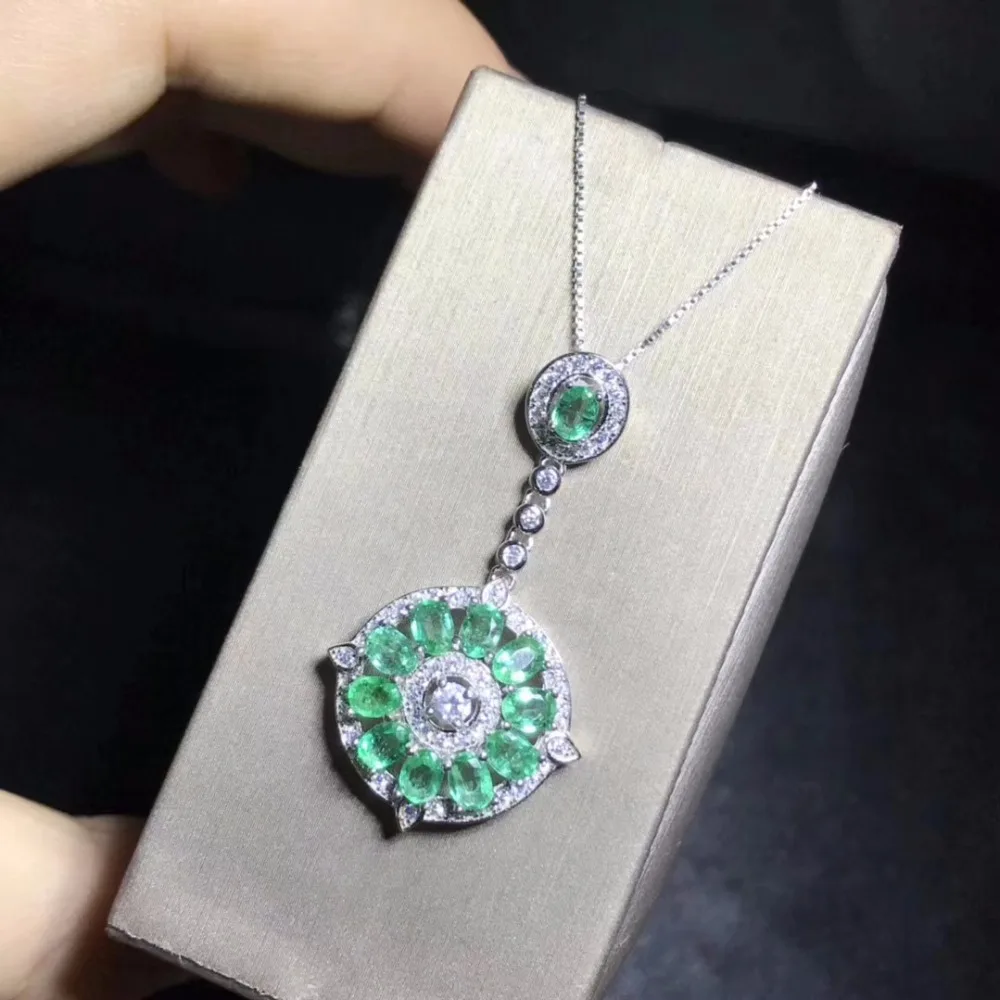 Uloveido натуральный Изумрудное ожерелье с подвеской для Для женщин, 925 пробы серебро, 3*4 мм* 11 шт. камень для родившихся в мае Ювелирные изделия с драгоценными камнями FN157